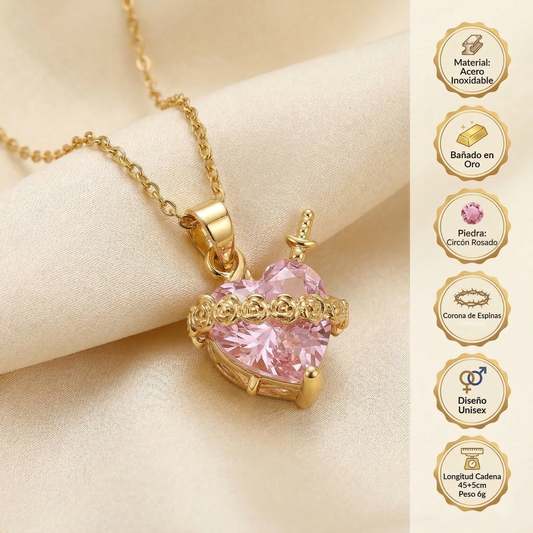 Luz de María: Collar Sagrado Corazón de María Rosado