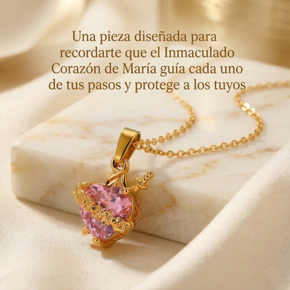 Luz de María: Collar Sagrado Corazón de María Rosado