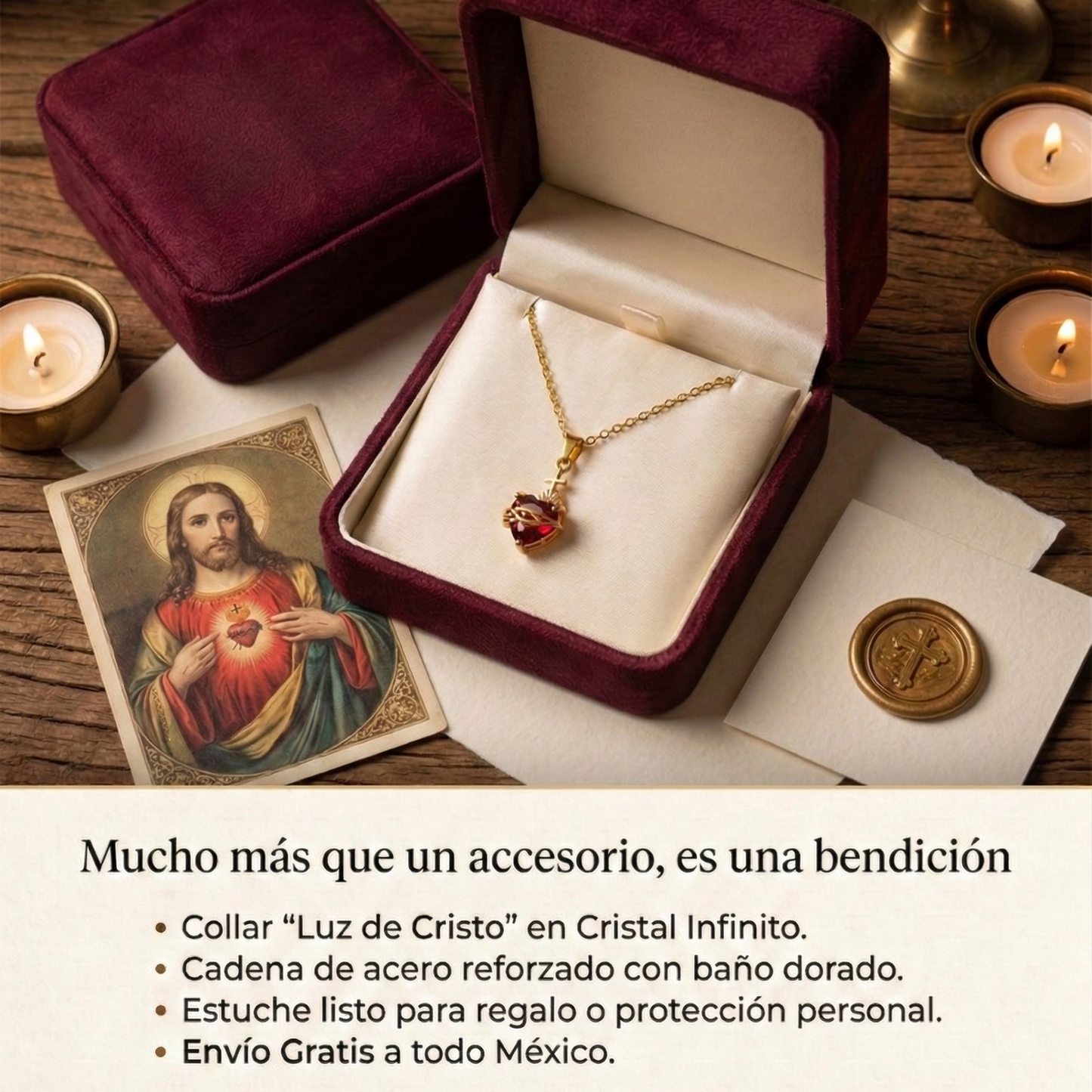 Luz de Cristo: Collar Sagrado Corazón de Jesús