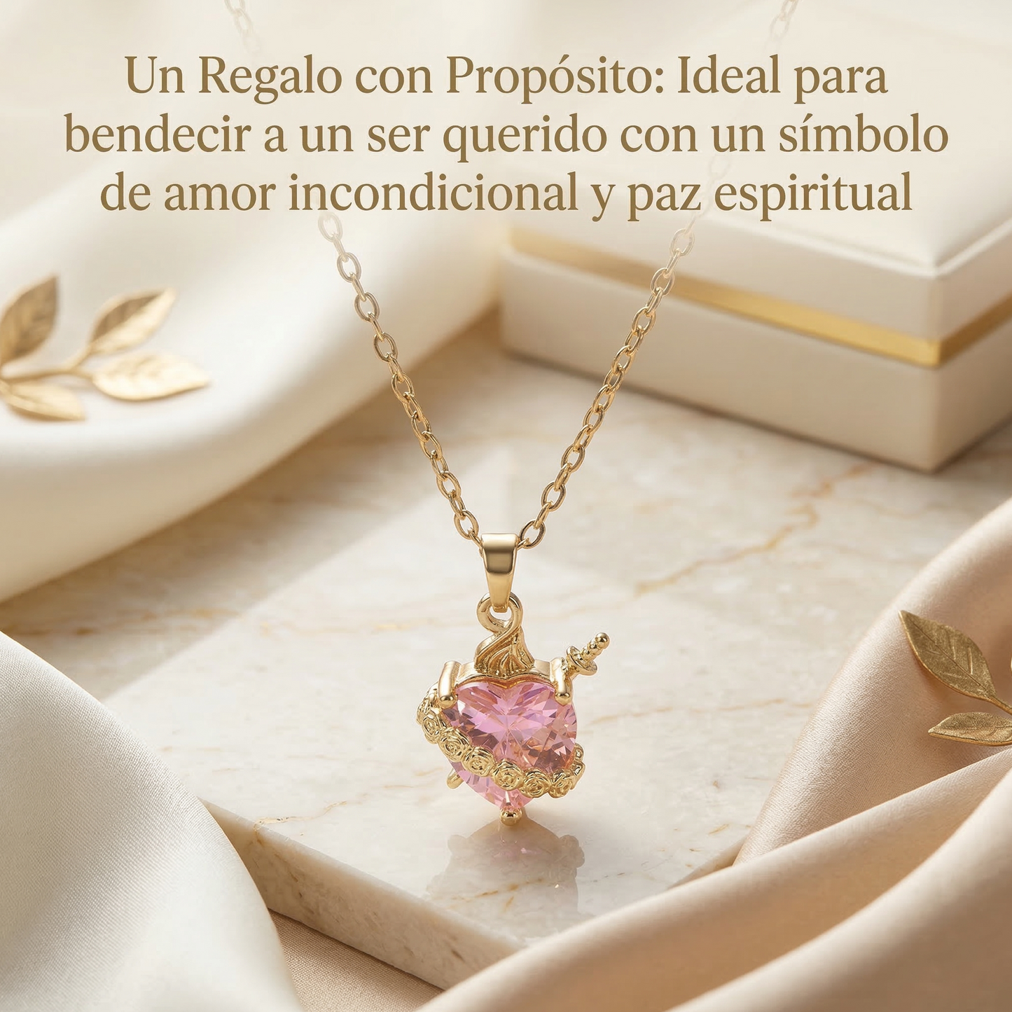 Luz de María: Collar Sagrado Corazón de María Rosado