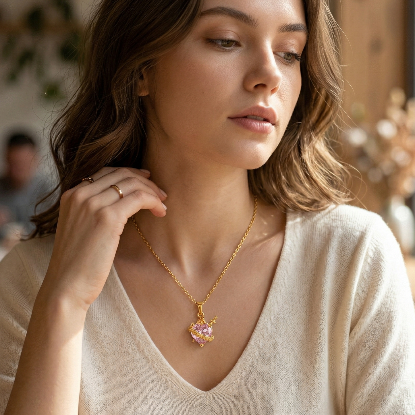 Luz de María: Collar Sagrado Corazón de María Rosado
