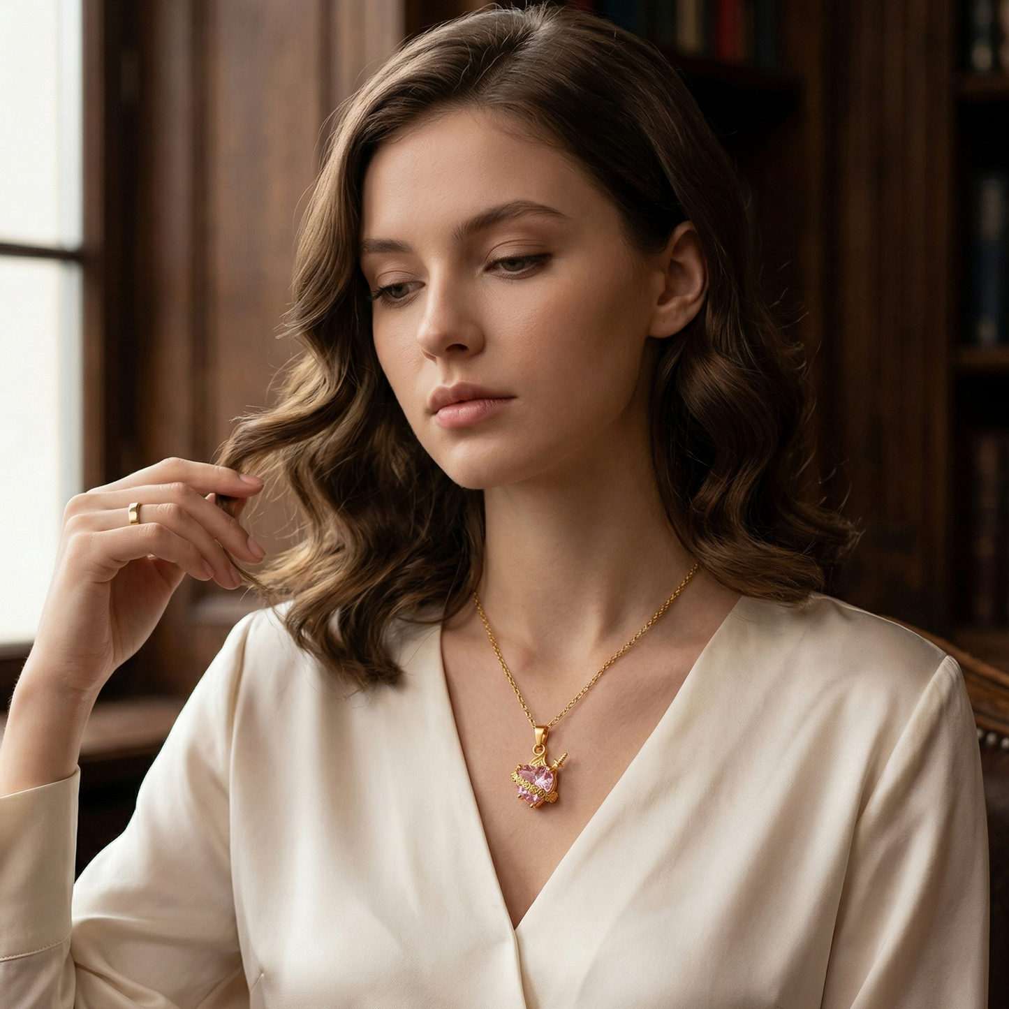 Luz de María: Collar Sagrado Corazón de María Rosado