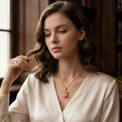 Luz de María: Collar Sagrado Corazón de María Rosado
