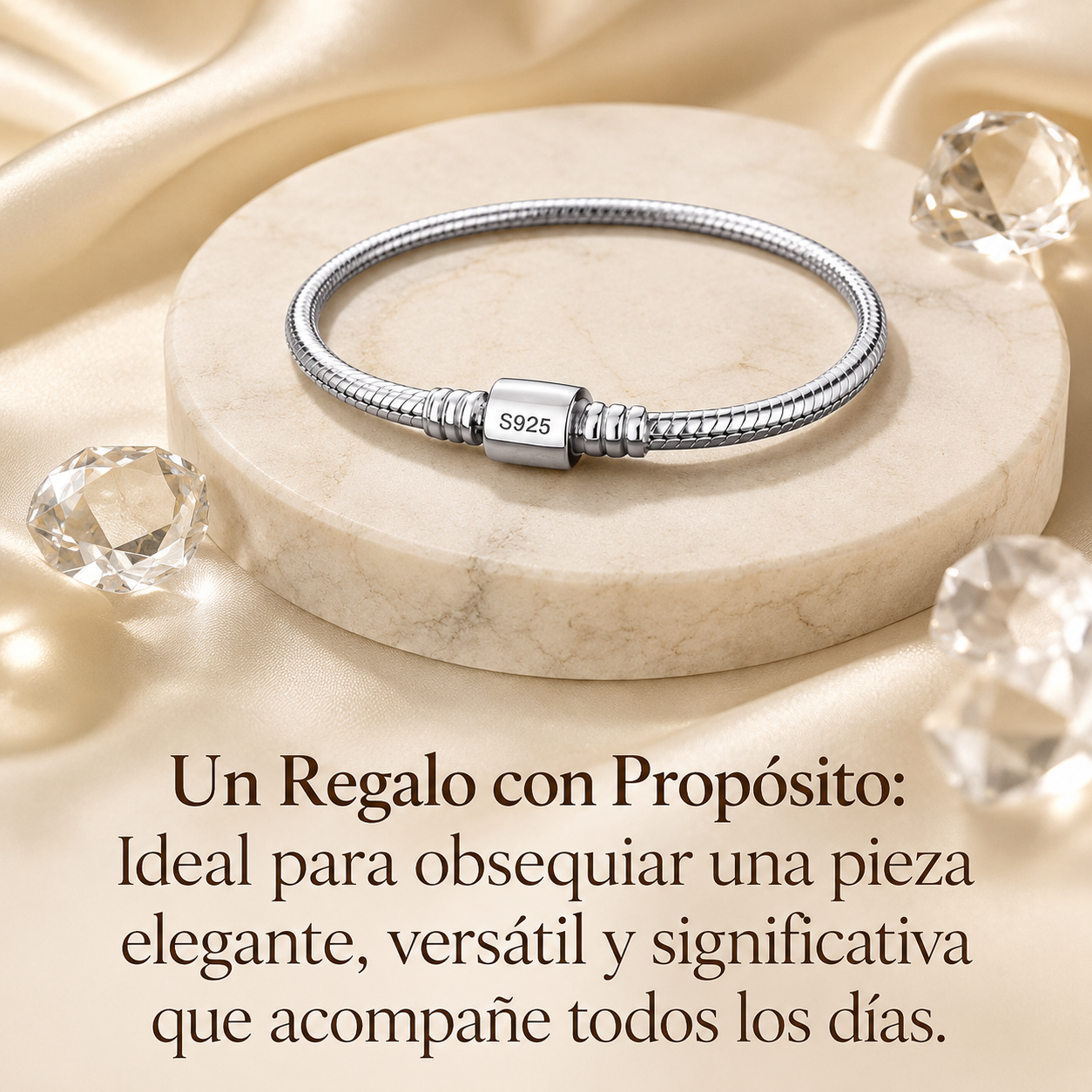 Pulsera Premium para Dijes y Charms Plata