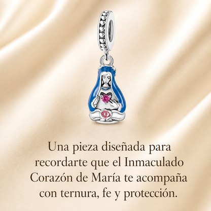 Dije Pureza Celestial: Colgante del Inmaculado Corazón de María Plata