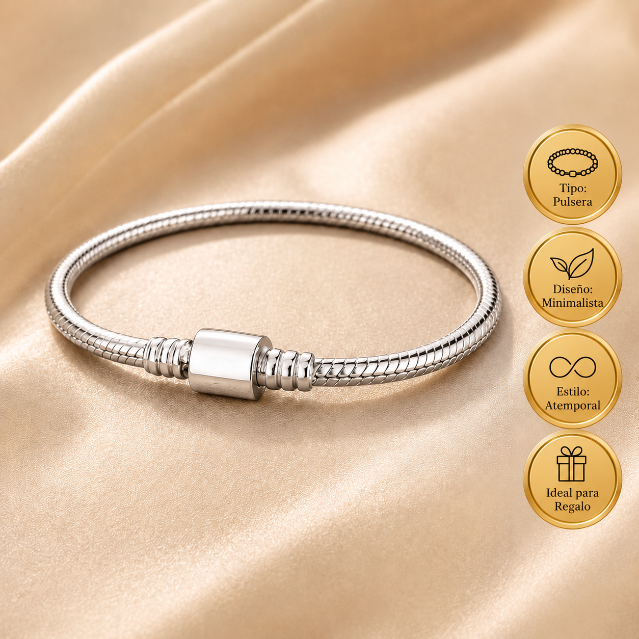 Pulsera Premium para Dijes y Charms Plata