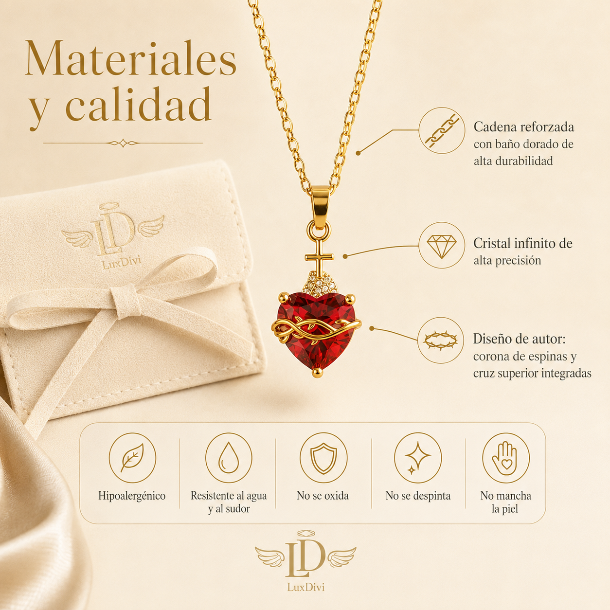Luz de Cristo: Collar Sagrado Corazón de Jesús
