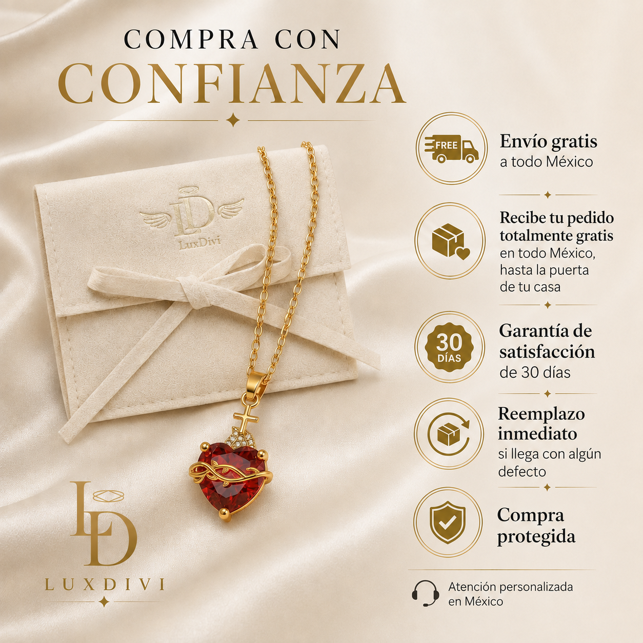 Luz de Cristo: Collar Sagrado Corazón de Jesús