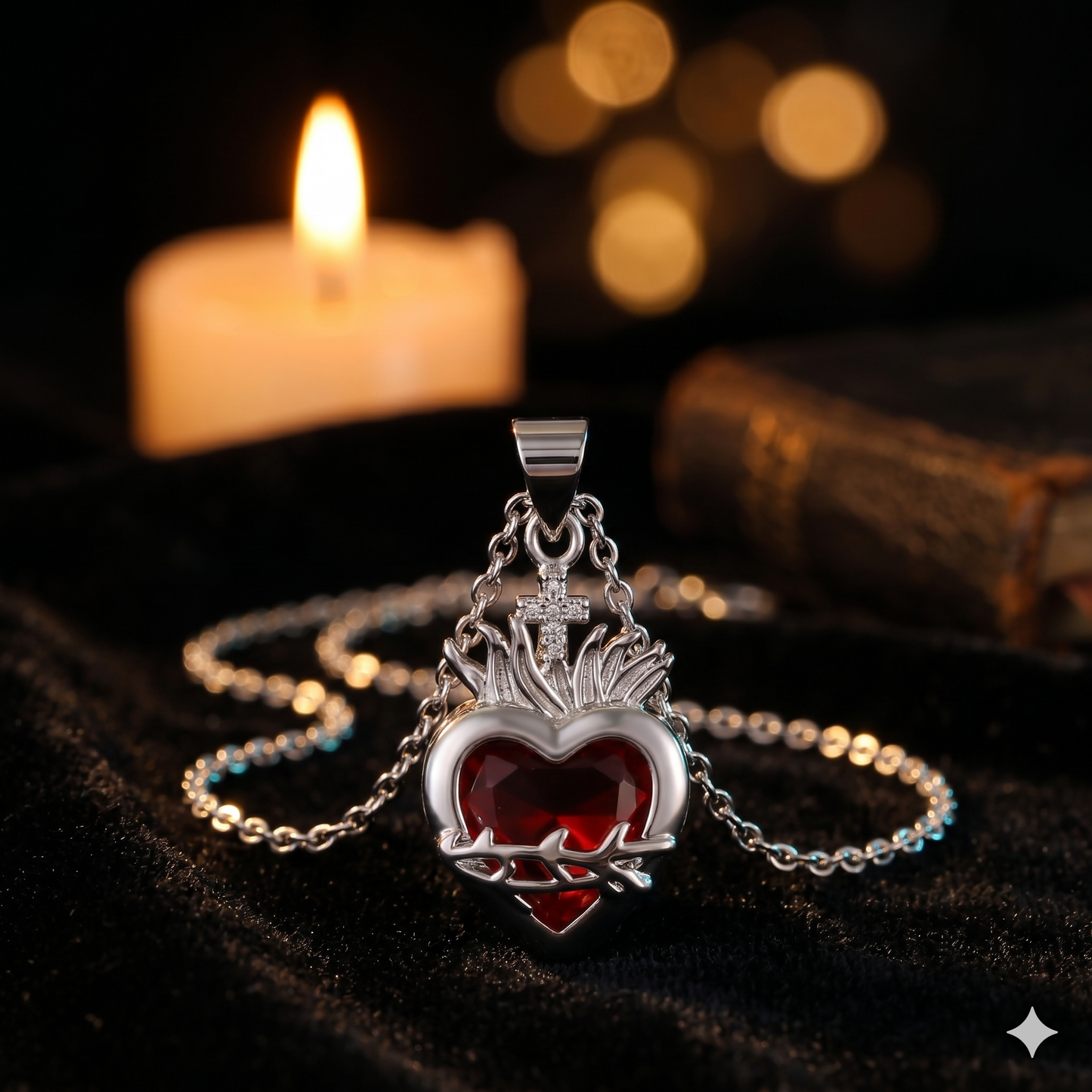 Luz de Cristo Plateado: El Sagrado Corazón en Cristal Infinito