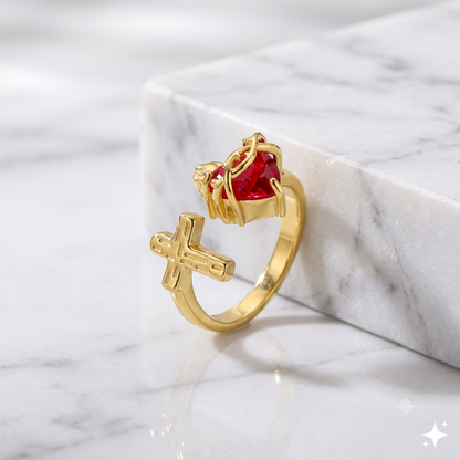Anillo Luz de Cristo: El Sagrado Corazón en Cristal Infinito