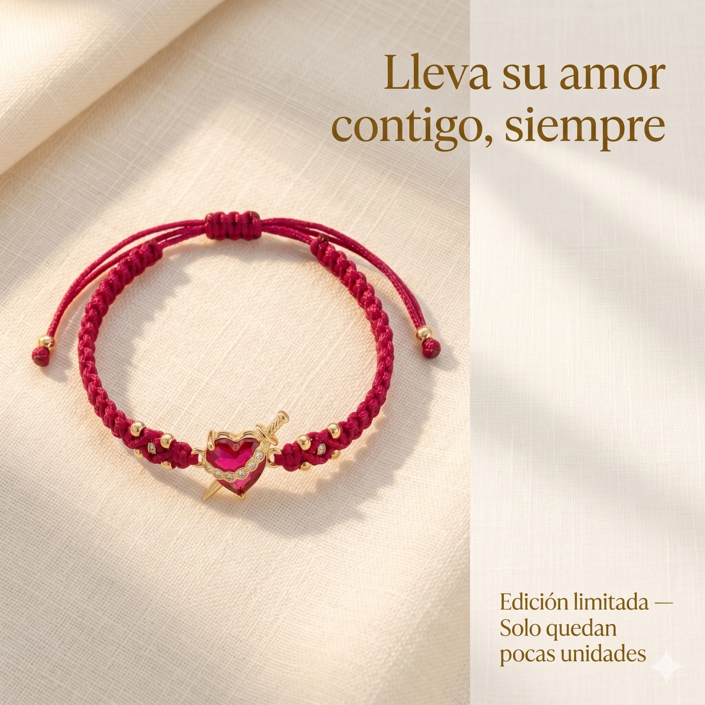 Pulsera Luz de María: El Sagrado Corazón en Cristal infinito (Rojo)