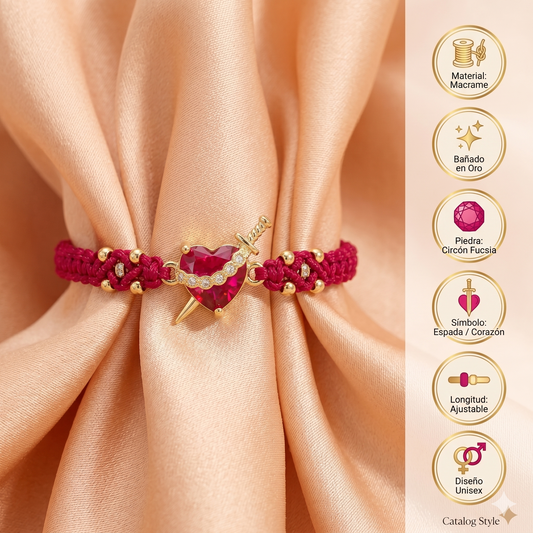 Pulsera Luz de María: El Sagrado Corazón en Cristal infinito (Rojo)
