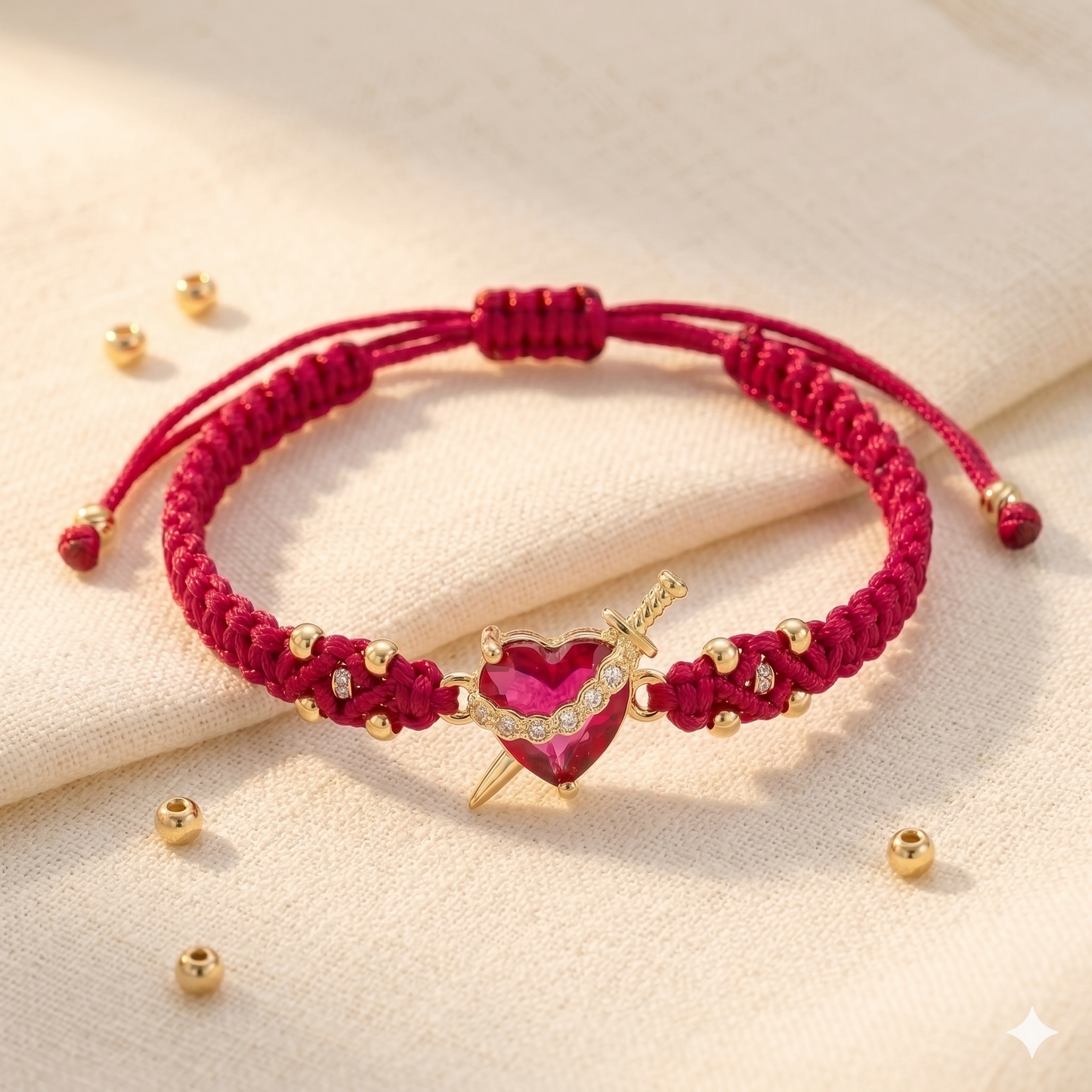 Pulsera Luz de María: El Sagrado Corazón en Cristal infinito (Rojo)
