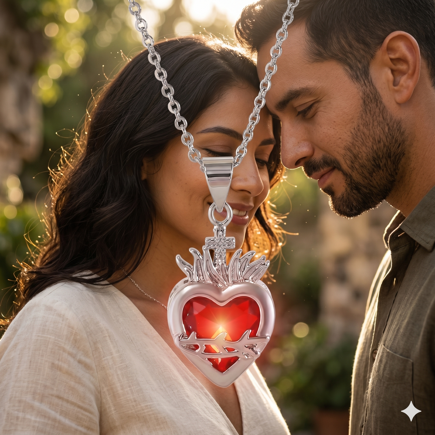 Luz de Cristo Plateado: El Sagrado Corazón en Cristal Infinito