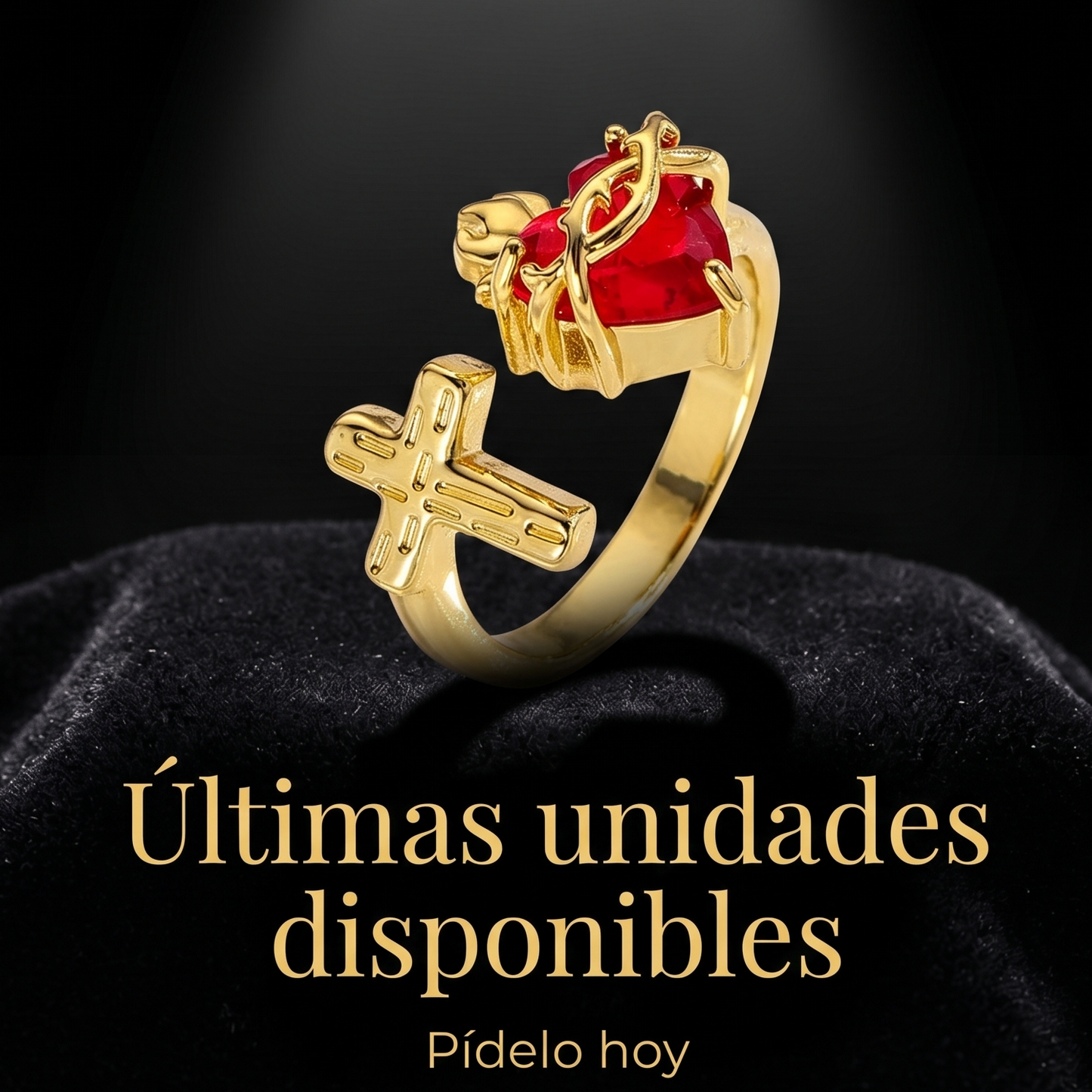 Anillo Luz de Cristo: El Sagrado Corazón en Cristal Infinito