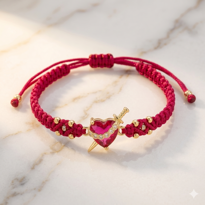 Pulsera Luz de María: El Sagrado Corazón en Cristal infinito (Rojo)