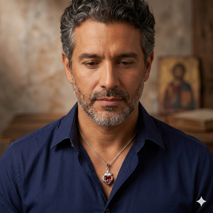 Luz de Cristo Plateado: El Sagrado Corazón en Cristal Infinito
