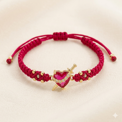 Pulsera Luz de María: El Sagrado Corazón en Cristal infinito (Rojo)