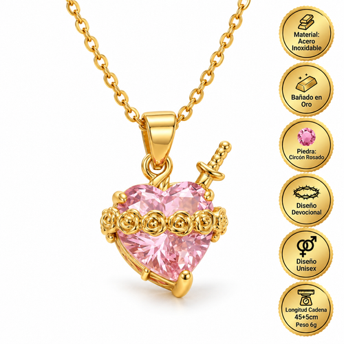 Luz de Maria: Sacred Heart of Mary Pink Necklace