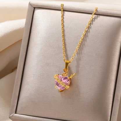 Luz de María: Collar Sagrado Corazón de María Rosado